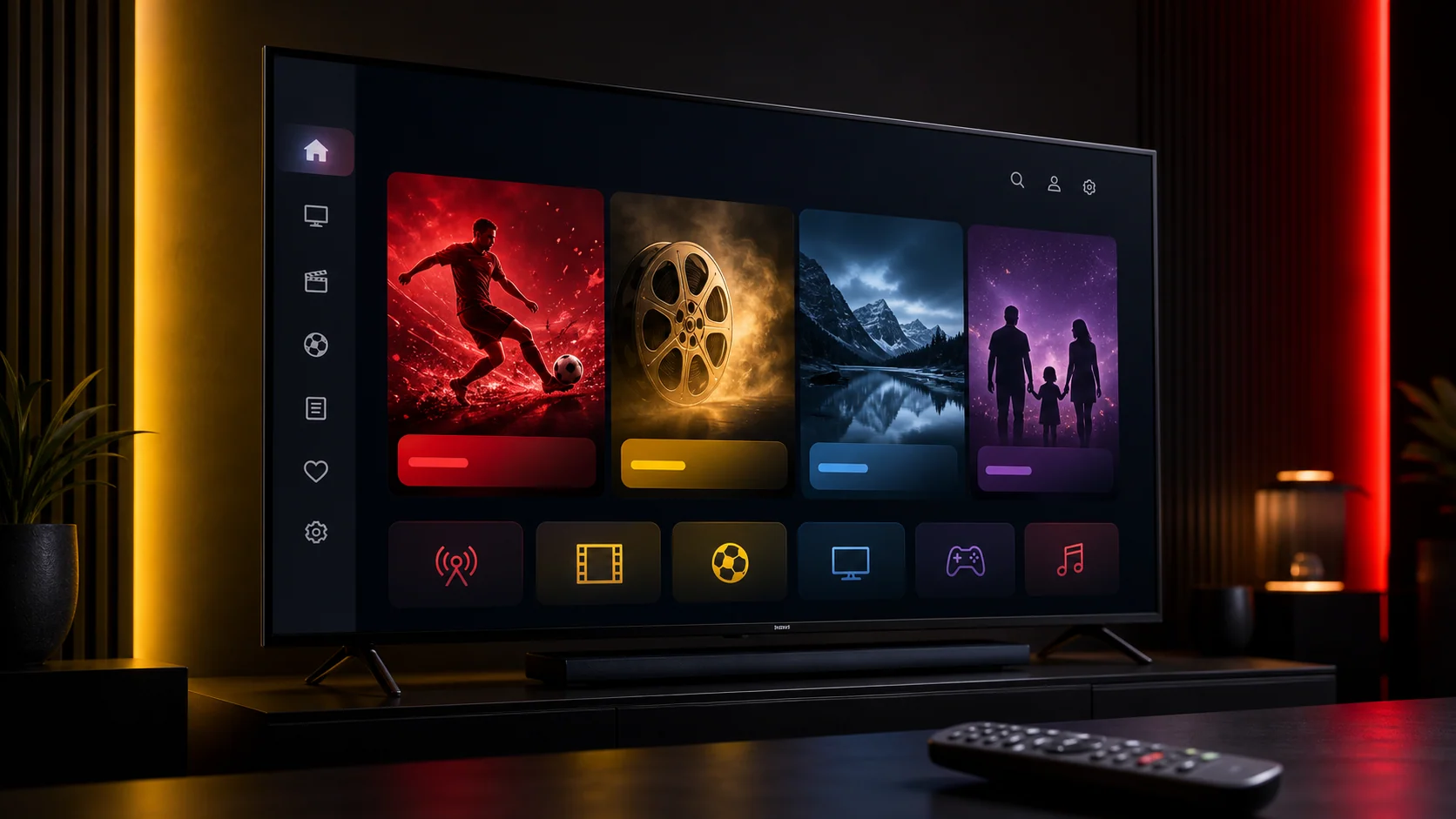 Interface de streaming fluide affichée sur une Smart TV